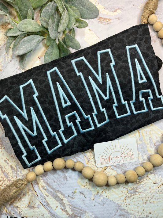 Embroidered Mama Tee in Light Blue