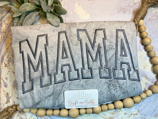 Embroidered Mama Tee in Smokey Tie Dye