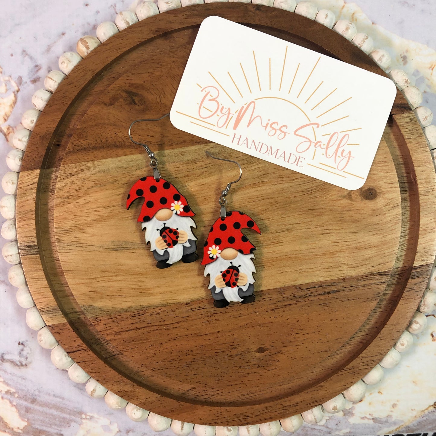 Lady Bug Gnome Earrings