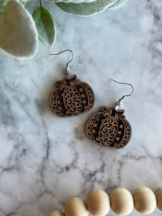 Engraved Pumpkin Earrings