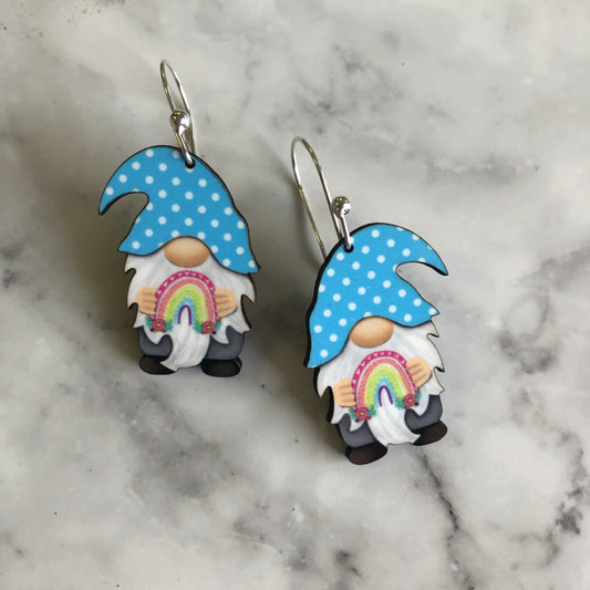 Rainbow Gnome Earrings