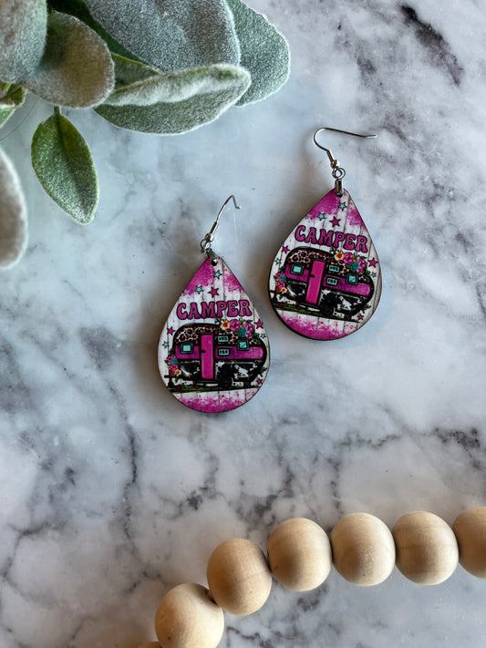 Sally Pink Camping Earrings