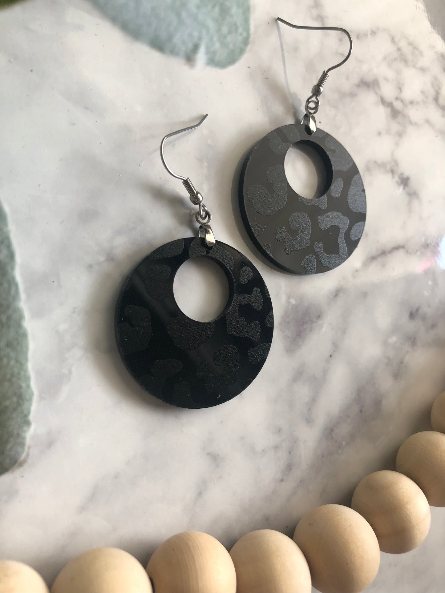 Evelyn Black Leopard Earrings