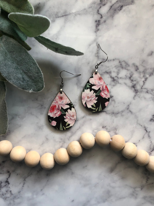 Sally Pink Roses Earrings