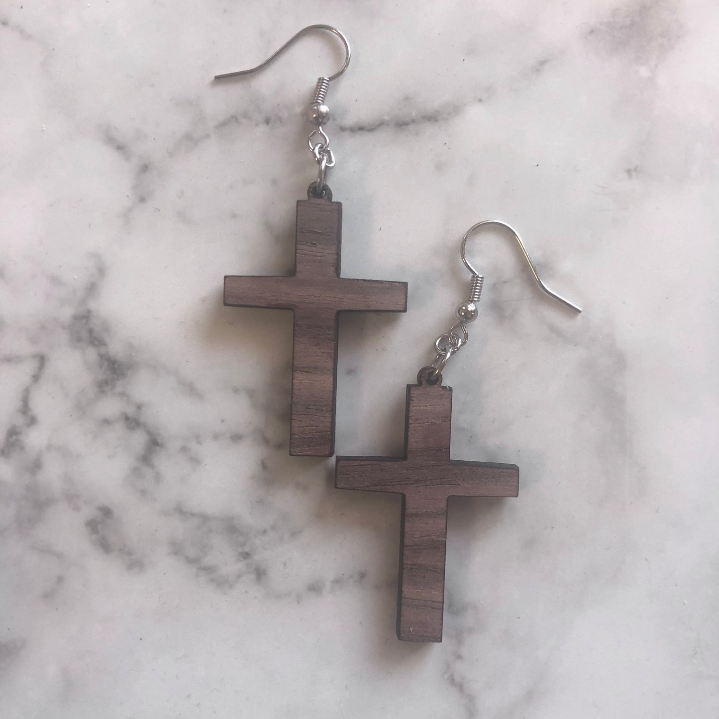 Bethany Cross Earrings in Walnut