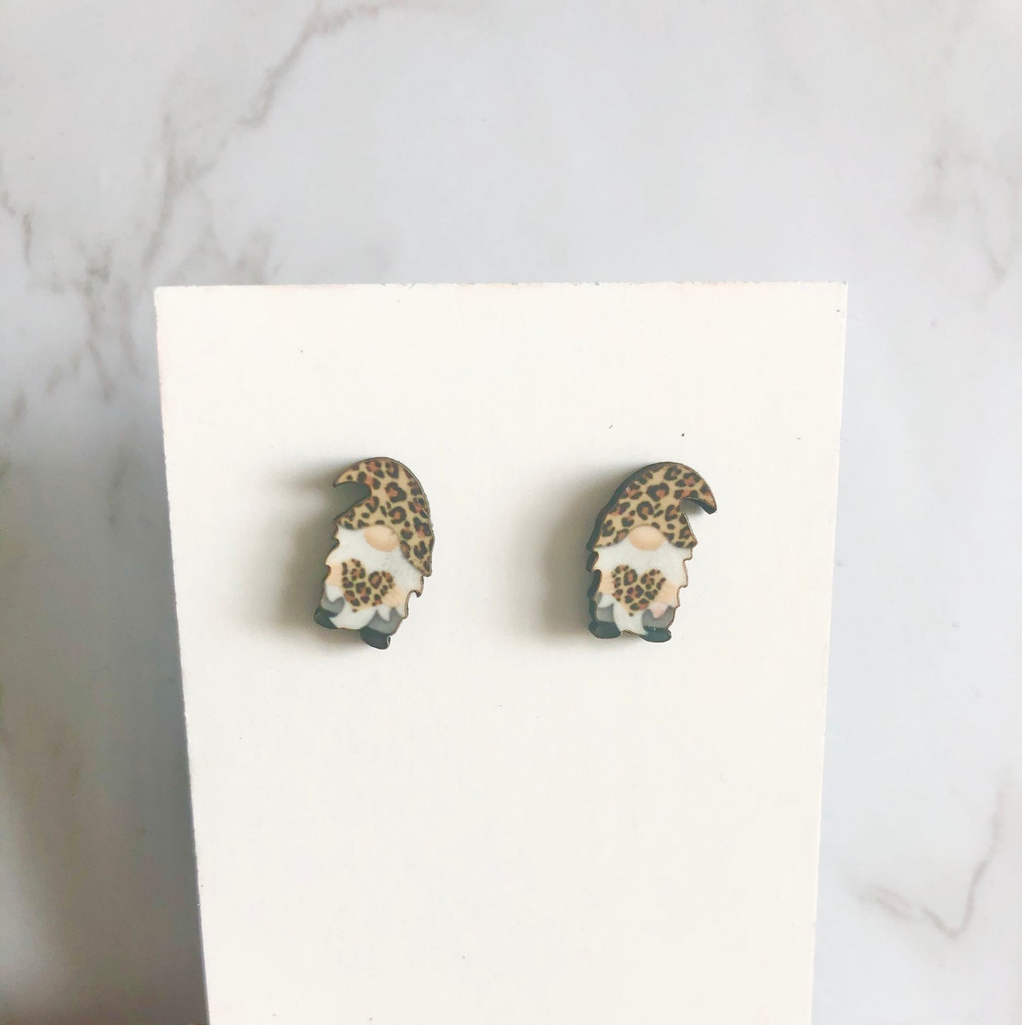 Leopard Gnome Stud Earrings