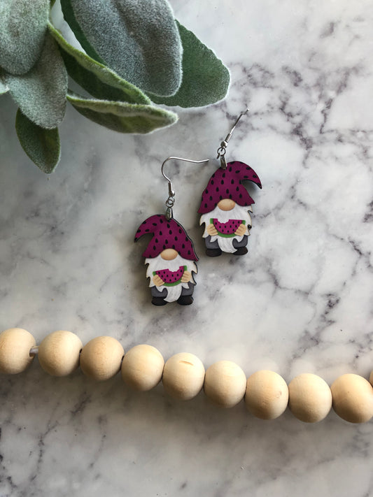 Watermelon Gnome Earrings