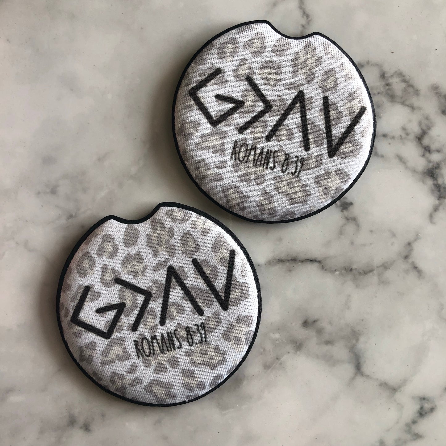 God is Greater Leopard Car Coasters