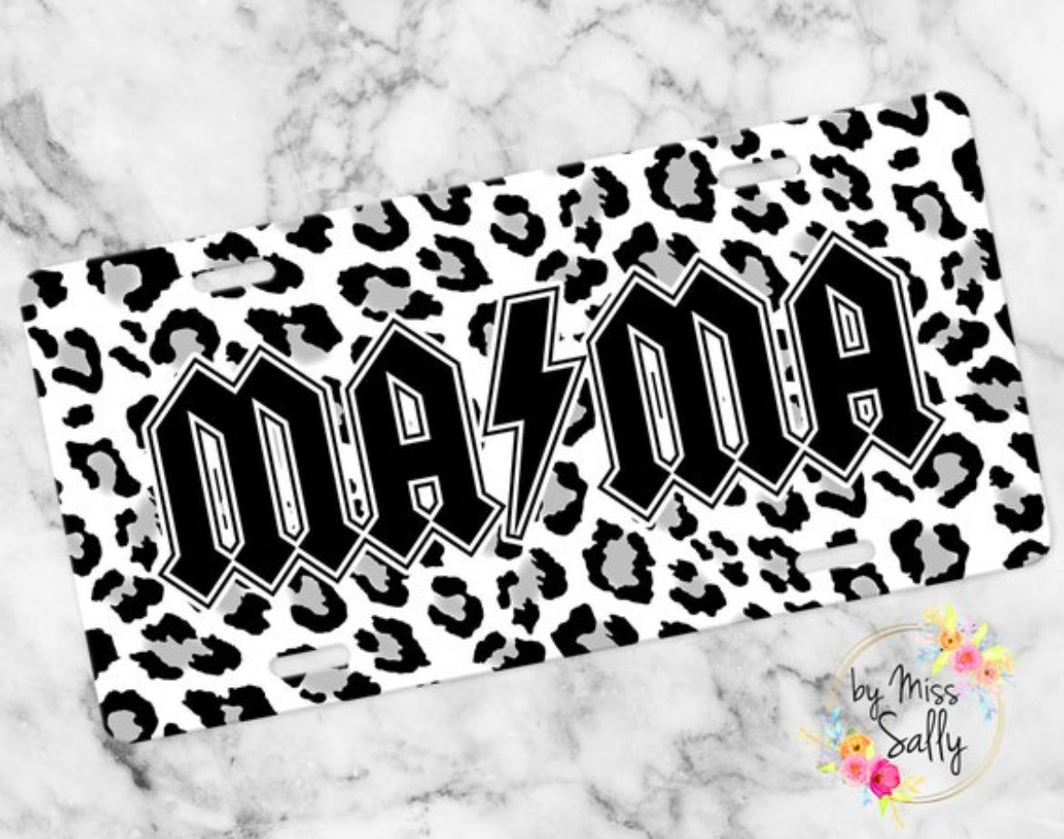 Mama License Plate - Snow Leopard