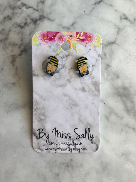 Bee Happy Gnome Post Earrings