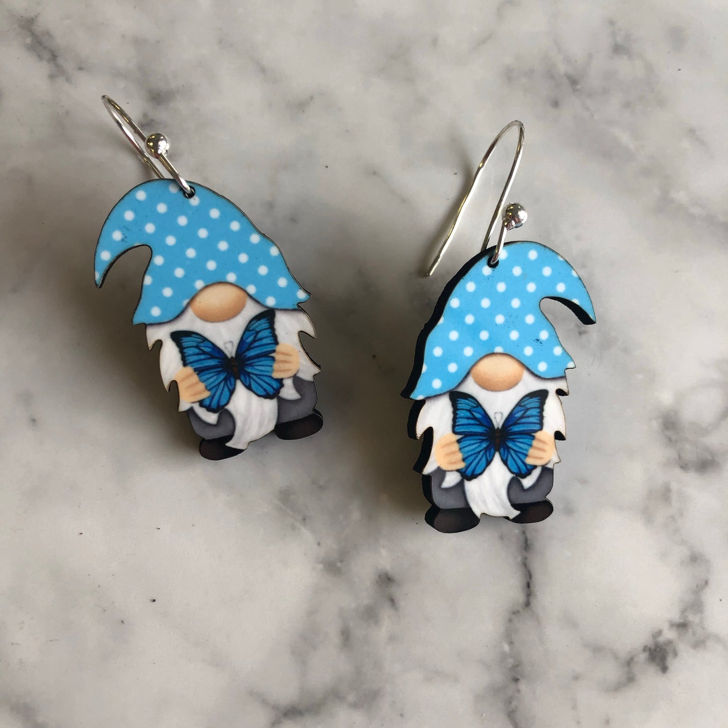 Blue Butterfly Gnome Earrings