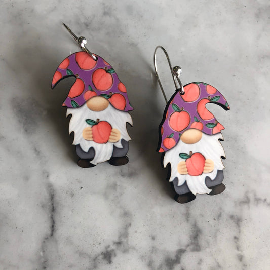 Peachy Gnome Earrings in Purple