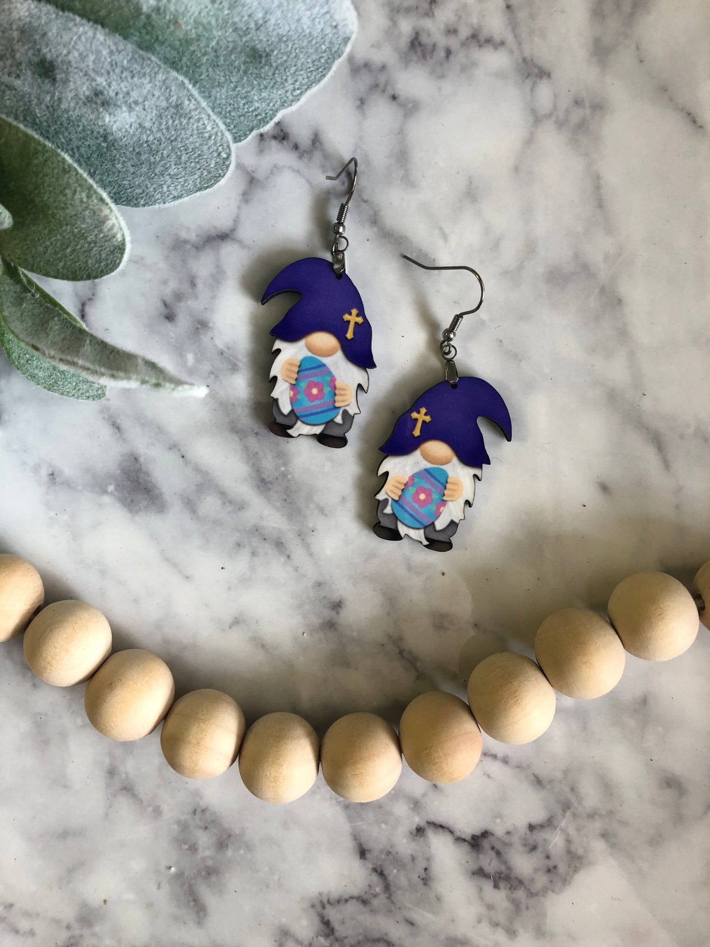 Easter Egg Gnome Earrings - Purple