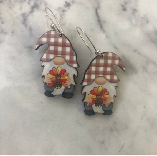 Thanksgiving Turkey Gnome Earrings