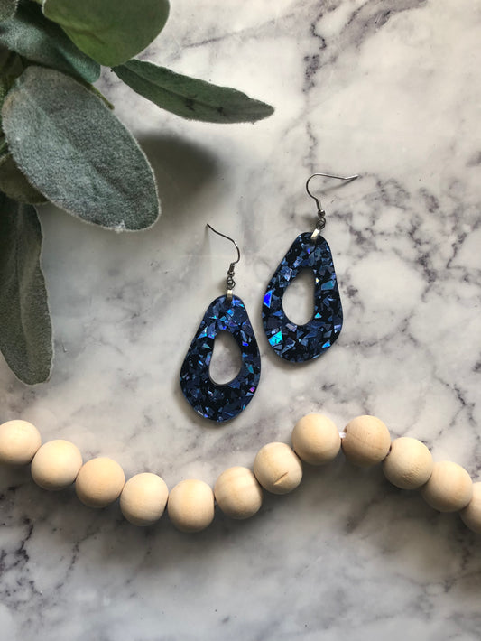 Logan Black & Blue Earrings in