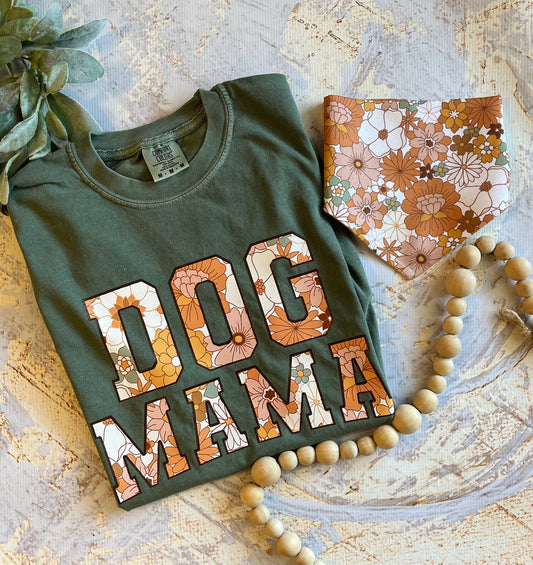 Dog Mom Shirt and Matching Bandana - Boho Floral