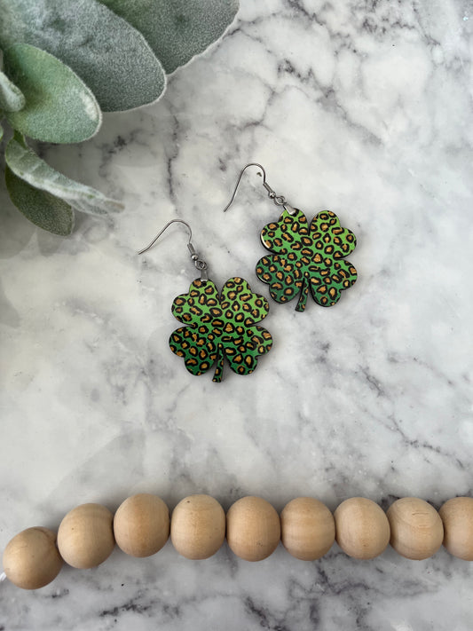 Leopard Shamrock Earrings