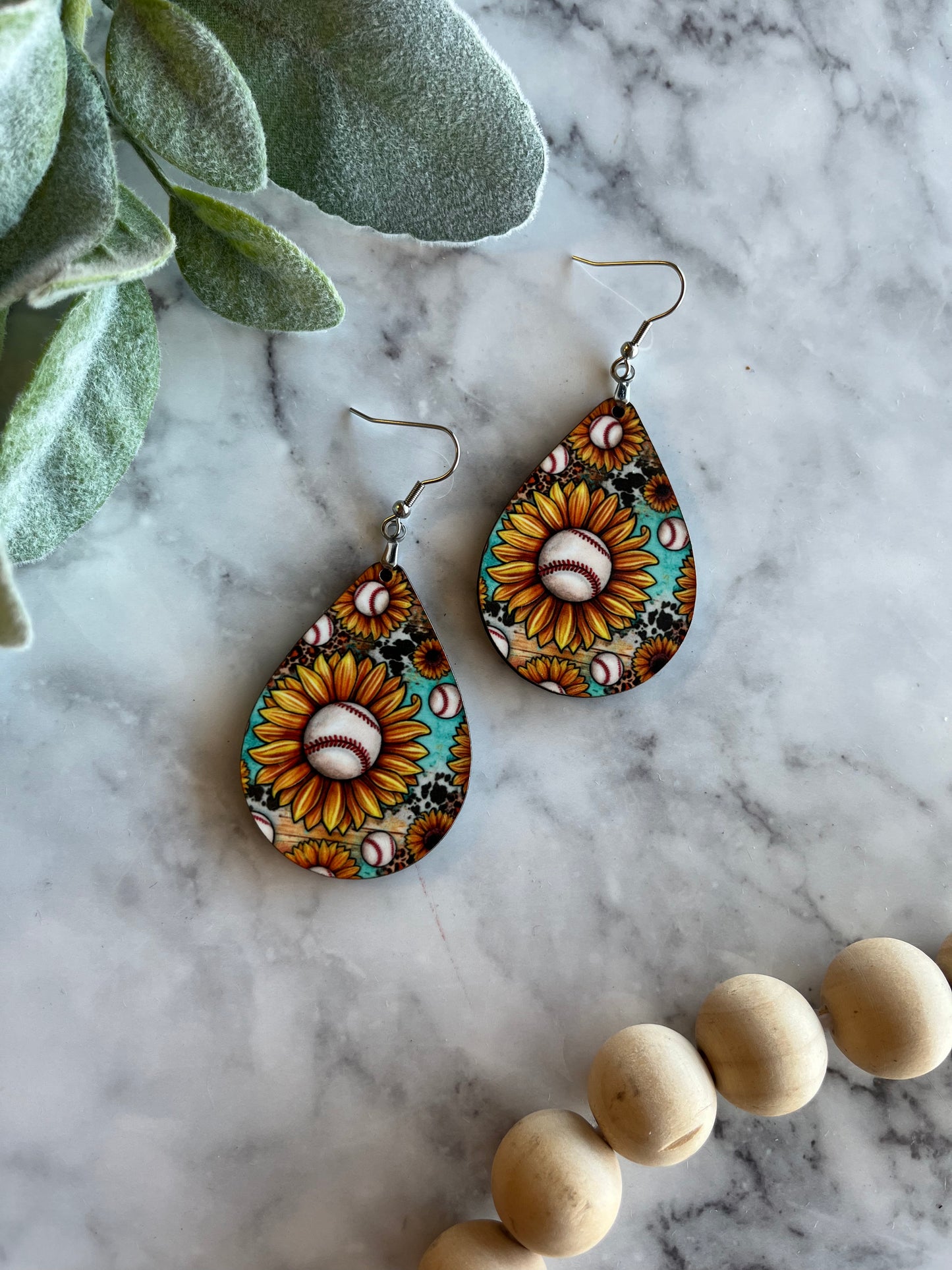 Sally Sunflower Baseball Earrings