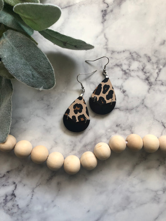 Fallon Leopard & Black Earrings