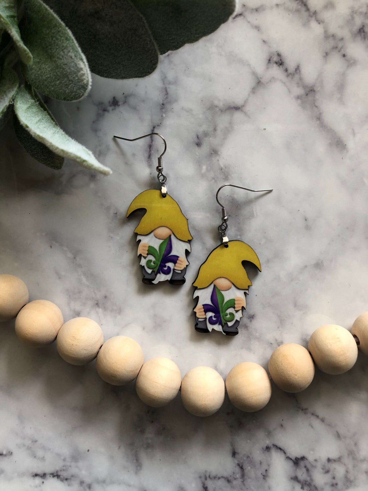 Mardi Gras Gnome Earrings