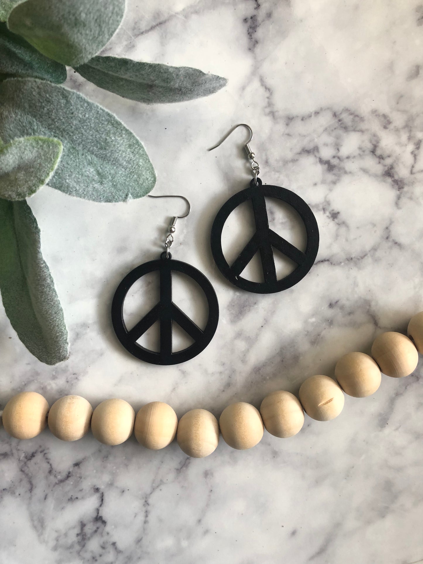 Peace & Black Earrings