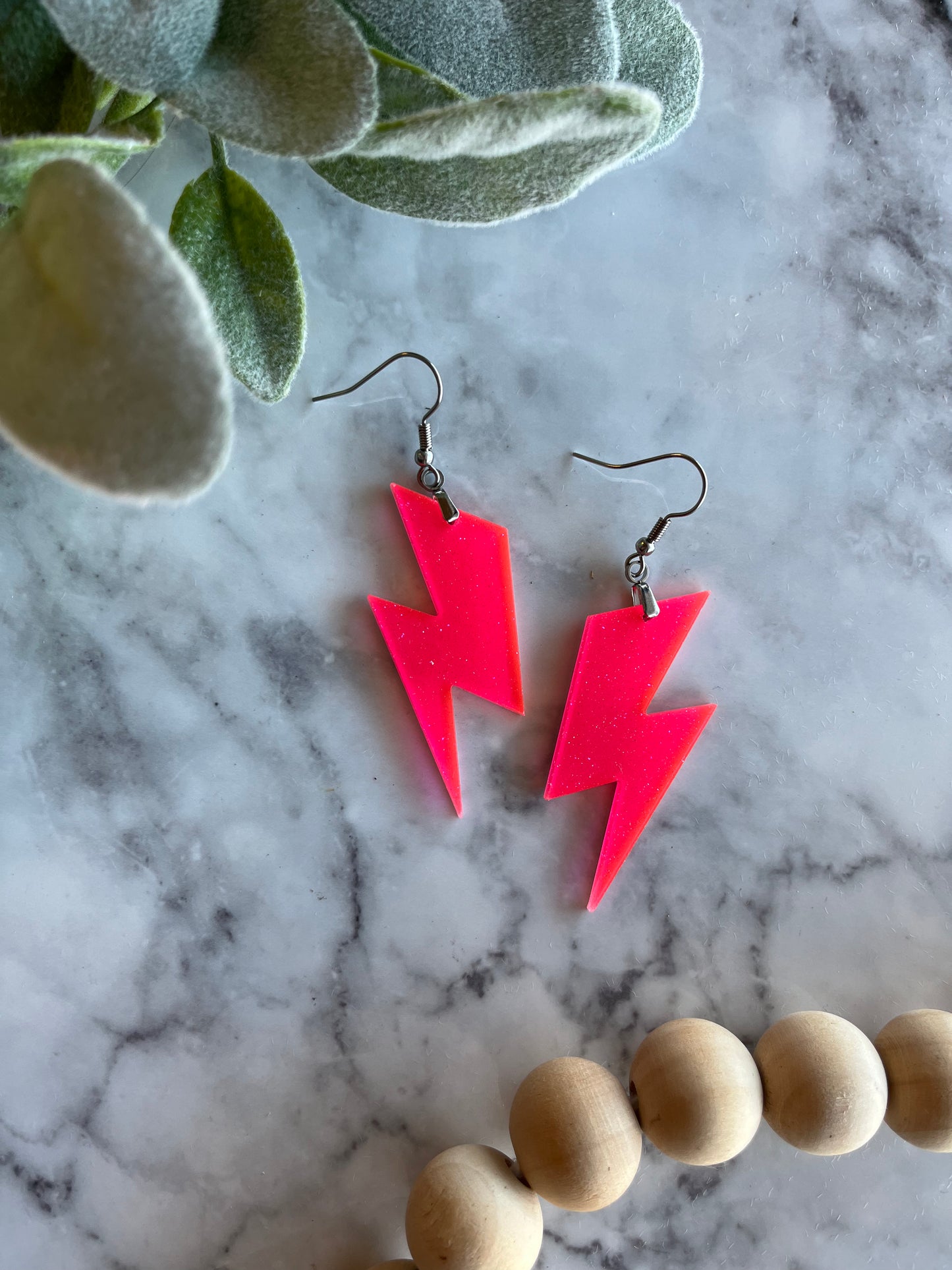 Pink Lightning Bolt Earrings