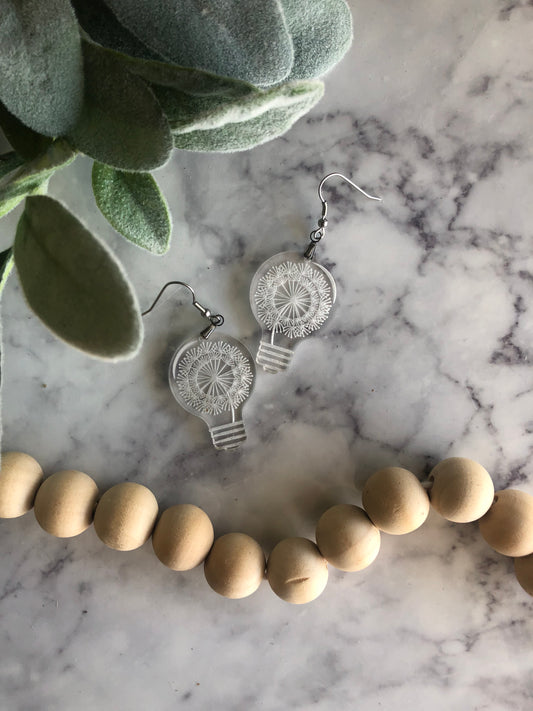 Light Bulb Dandelion Earrings