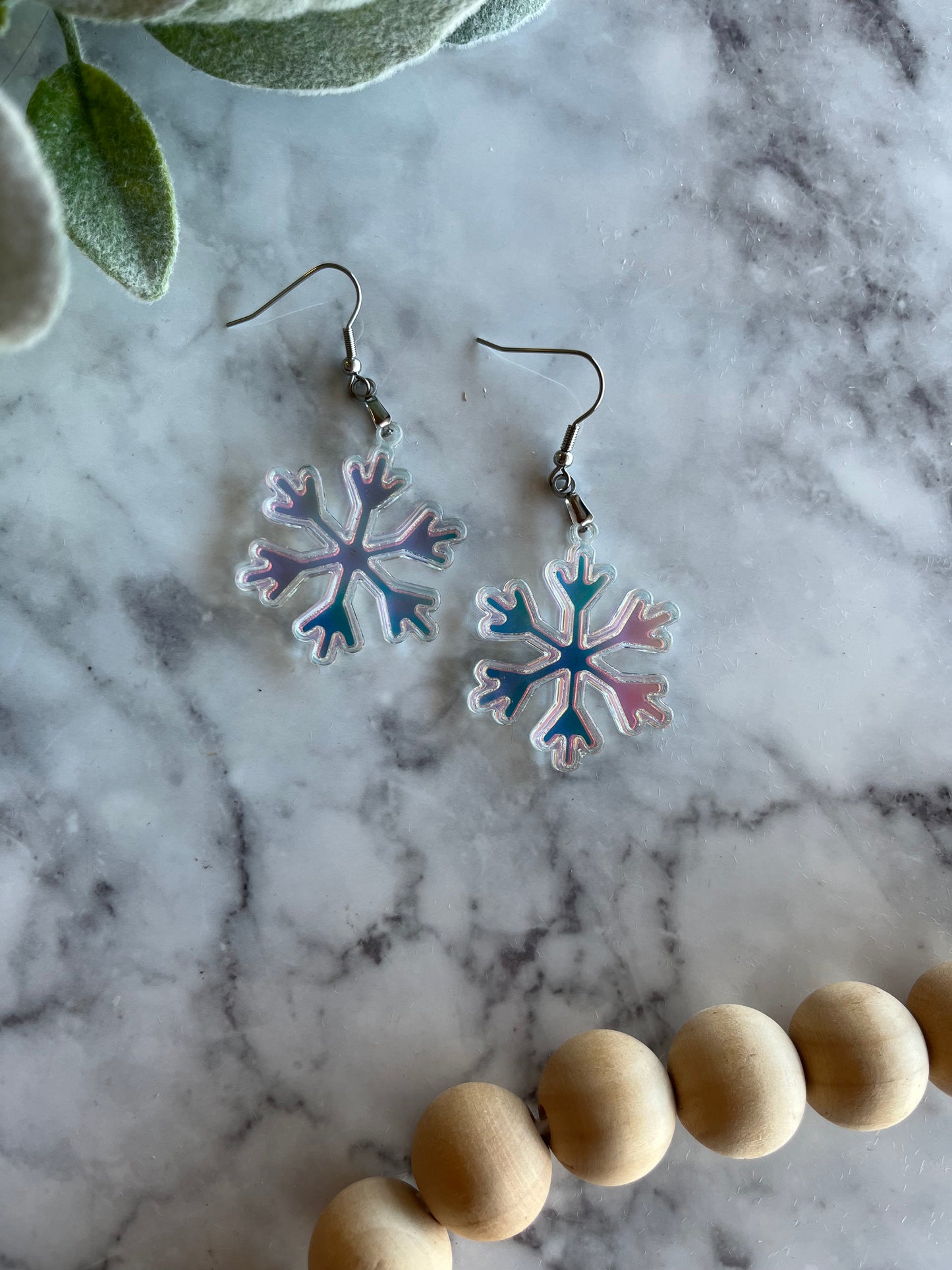 Iridescent Snowflake Earrings