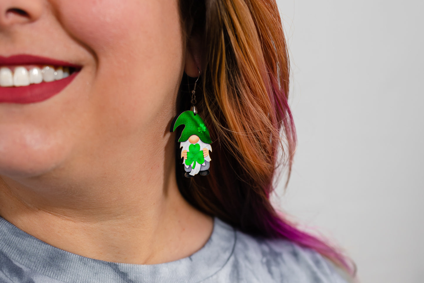 St Patrick’s Day Gnome Earrings - Shamrock