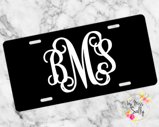 Monogram License Plate - Black & White