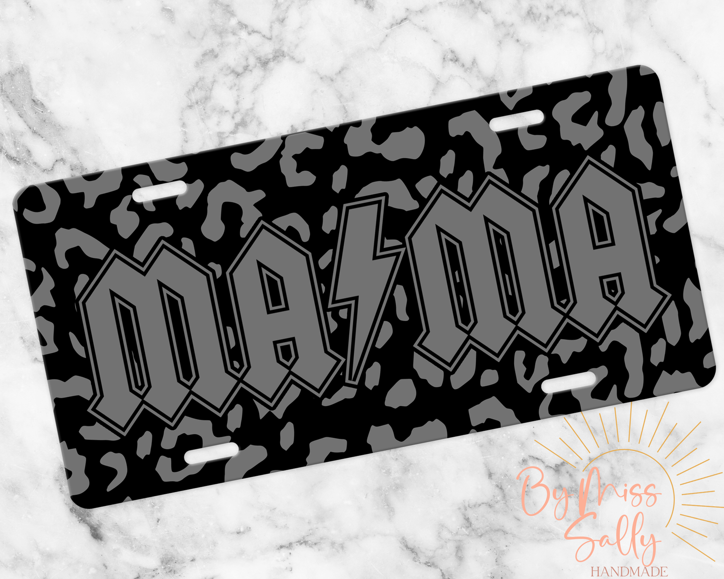 Mama License Plate - Black Leopard