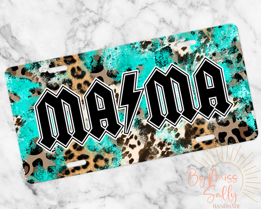 Mama License Plate - Turquoise Cowhide